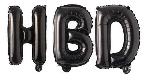 Globos Letras Hbd Adorno 40cm Arcoiris Negro Cumpleaños