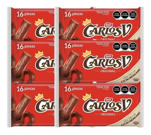 Carlos V Chocolate Original 96 Pz De 18 G C/u