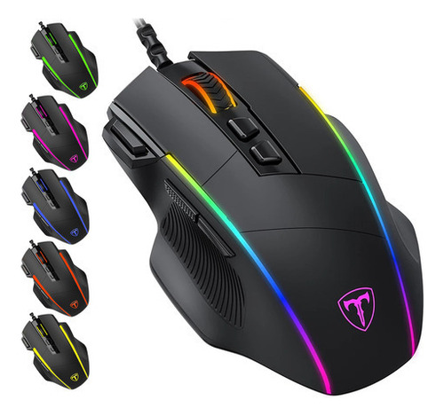 Mouse para jogos com fio Et T-21, 8000 Dpi, ajustável em 5 níveis, mouse de computador RGB ergonômico com 8 botões programáveis, taxa de pesquisa de 1000 Hz, mouse para jogos