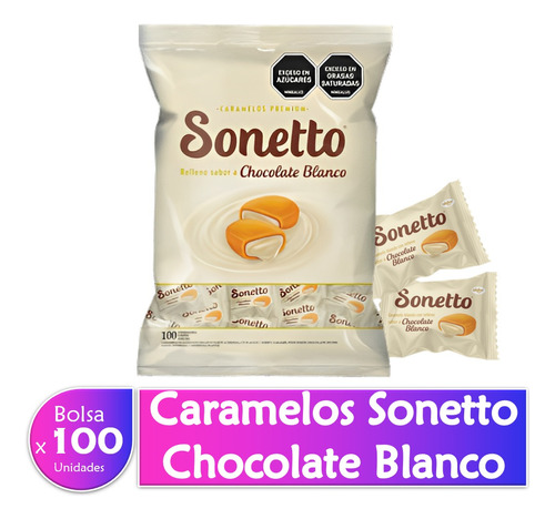 Caramelo Chocolate Blando Premiun Sonetto Bolsa X 100uds