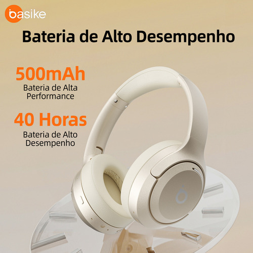 Fone De Ouvido Sem Fio Bluetooth Anc Redução De Ruído Ativo Cor Branco