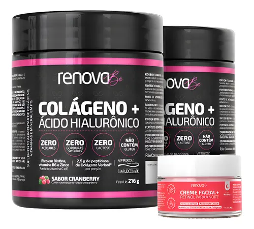 Kit 2x Colágeno + Ácido Hialurônico Verisol Renova Be Colágeno Hi...