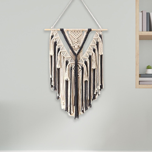 Tapiz De Pared Con Borlas Largas Y Macramé Estilo Bohemio