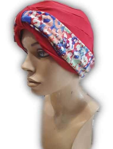 Turbante Clasico Con Gasa Estampada Modal Oncologico