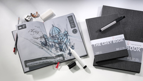 2x Caderno Desenho Hahnemuhle Grey Book A4 A5 120g 80 Folhas