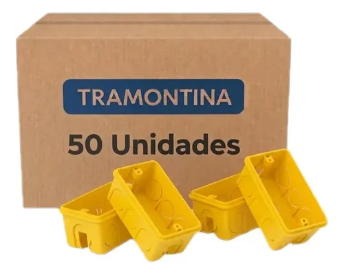 Kit 50 Caixa De Embutir 4x2 Luz Parede Tramontina Amarela