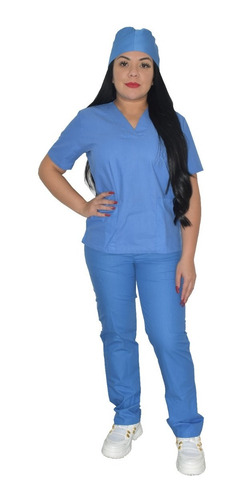 Conjunto Qx Médico Indiolino Dama Azul Plumb 100%aLG Scrubs