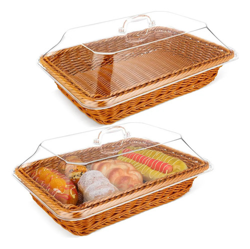 Para 2 Juegos De Cestas De Pan De Plástico, De Mimbre,