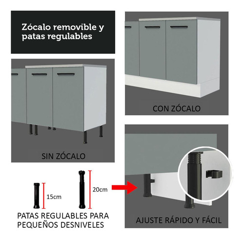 Madesa Agata Cocina Completa 180002 C Armá Balc S Color Blanco y Gris Bci Top