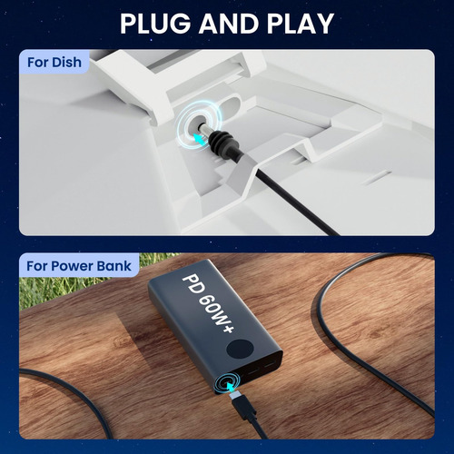 Cable De Alimentacion Usb-c Para Starlink Mini Impermebale