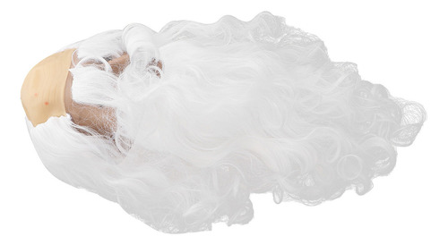 Fake Wig Beard Set White Synthetic Curly Hair Costume Facial