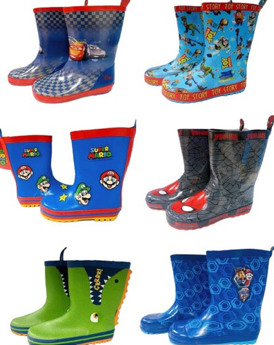 Imagen 2 de 9 de Botas De Goma Mario Spiderman Dinosaurio Frozen Cars Paw Pat