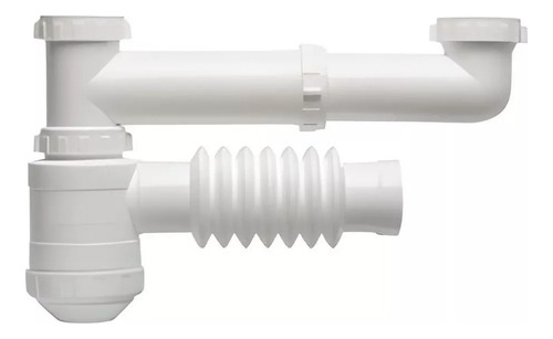 Sifón Doble Pvc Flexible Doble Bacha Cocina Sifolimp Blanco