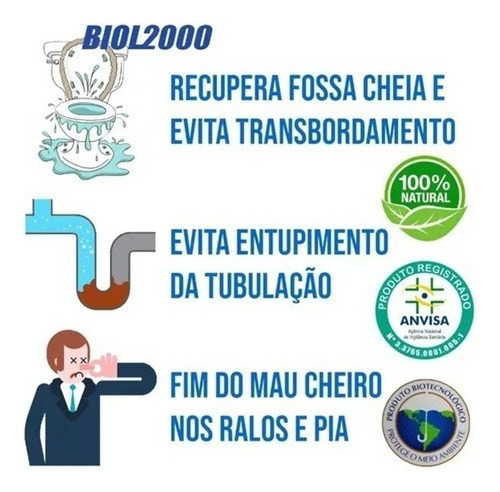Biol 2000 450g 30 Sachês Desentope Canos Fossas E Tubulações