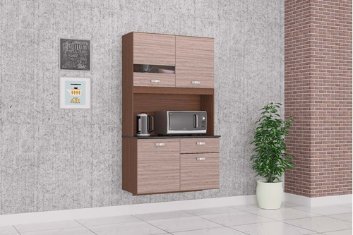 Imagen 2 de 3 de Alacena Mueble Auxiliar Cocina Lili 4 Puertas Capuchino