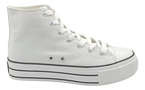 Tenis Bota Botin Sneaker Plataforma Dama Blanco