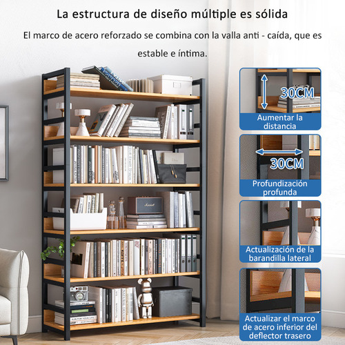 Librero Estante De Madera Moderno Niveles 80cm Con Repisas 6