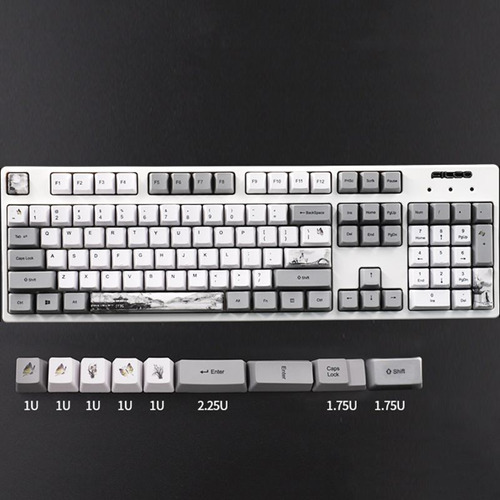 Para Key Ink Landscape Keycap Oem Pbt, 5 Superficies, Tinte