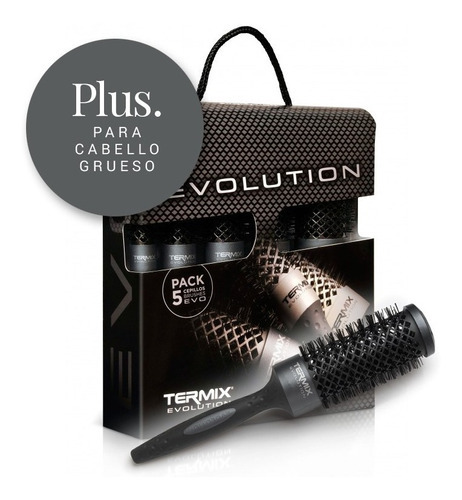 Kit X5 Cepillos Brushing Termix Evolution Cabello Grueso Color Negro