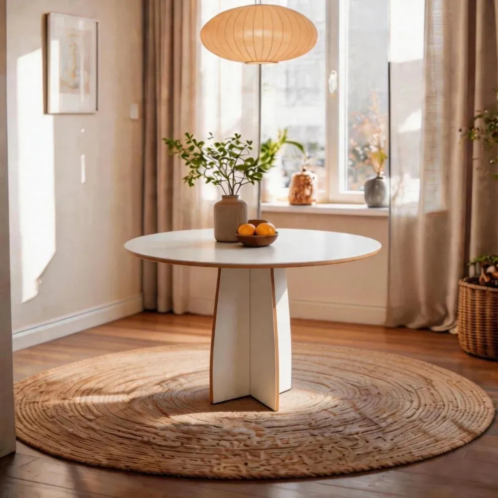 Mesa Redonda Alba 90cm Mdf 4 Lugares Byhouse Branco
