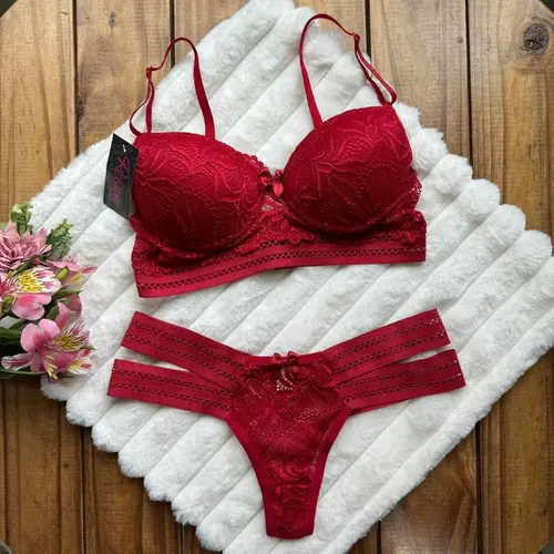 MLB 6203205146 Conjunto Lingerie Renda Com Bojo Feminino Confortavel JM