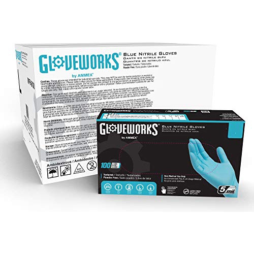 Guantes De Nitrilo Azul Industrial Gloveworks - Caja De 1000