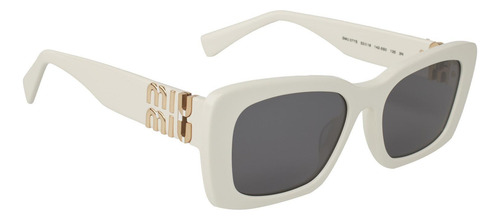 Miu Miu Mu 07ys 142-5s0 Square Shape Gray White (Usado)