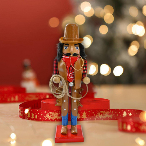 Cascanueces De Madera Decoración Navideña Mesa Vaquero