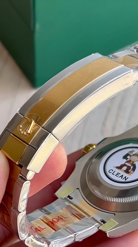 Rolex Submariner Super Clo Suiço Máquina Eta Genuína Correia Prata/dourado Bisel Preto Fundo Preto