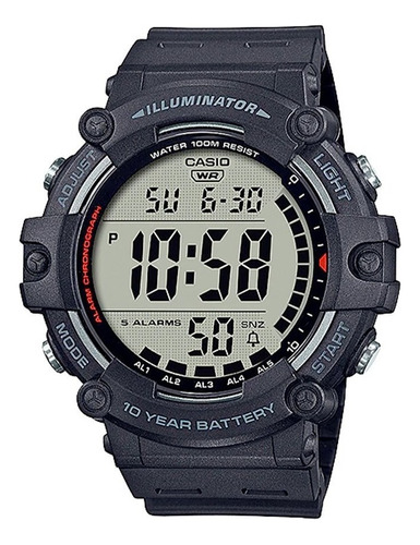 Reloj Casio Ae-1500wh-1a Digital Hombre Correa Negro Bisel Negro/Plateado Fondo LCD