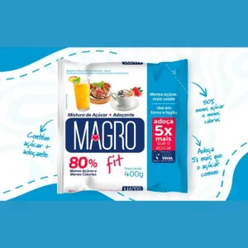 Açúcar Magro Fit Redução De Calorias Sem Glúten Pacote 400g
