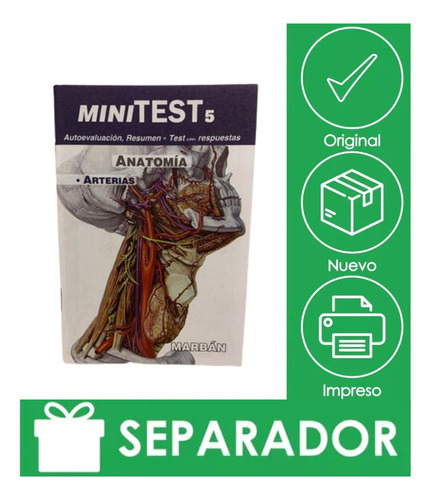 Minitest 5. Anatomía. Arterias autoevaluación, resumen + test con respuestas, de Mellonis. Editorial Marbán, tapa blanda, edición 1ra en español