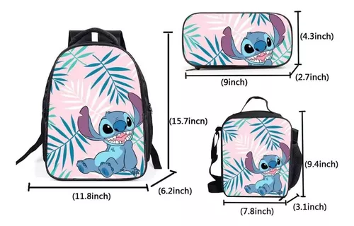 Disney Stitch - Juego de mochila para niños, 16 pulgadas con lonchera y  botella de agua