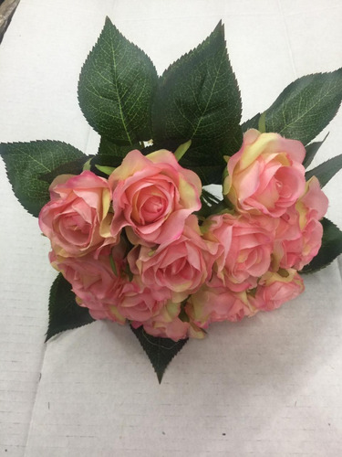 Bouquet De 12 Rosas Artificiales Rosa Medio