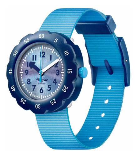Reloj Flik Flak Shades Of Blue Para Niños De Plástico Azul Color de la malla Celeste