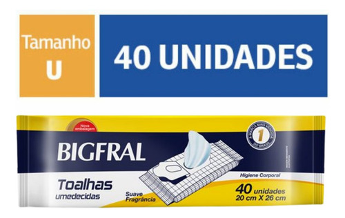 Kit 6 Pacotes Toalhas Umedecida Bigfral C/40 Un Lenços