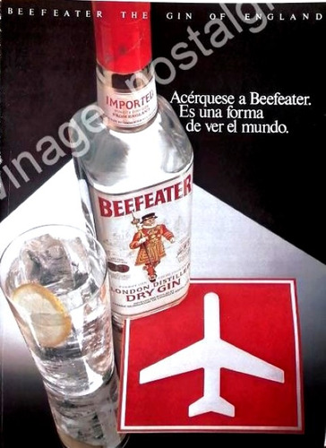 Cartel Publicitario Retro Ginebra Beefeater 1980s /v314