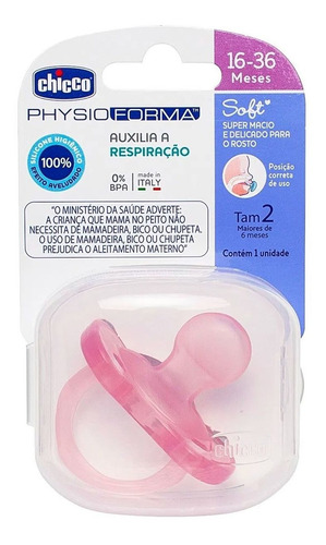 Chupeta Physio Soft Rosa De Silicone Tam 2 Chicco 12+ Meses Período de idade 12-18 meses