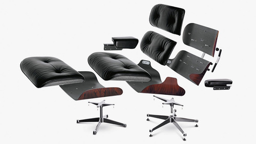 Sillon De Living Diseño Ecocuero Base Madera - Eames Miller