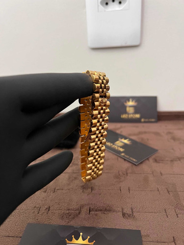 Pulseira Rolex Aço Titanium Banhado Ouro 18k, Frete Grátis