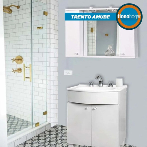 Imagen 3 de 10 de Combo Baño Vanitory Griferia Espejo Bacha 50 Kit