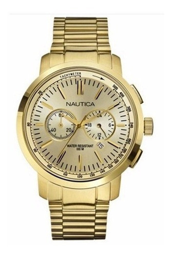 Reloj Nautica Hombre Crono Sumergible Fecha A23600g Color de la malla Dorado Color del bisel Dorado Color del fondo Dorado