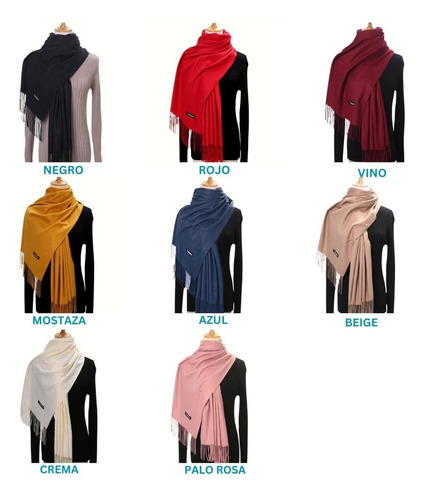 Maxibufandas Guinda Cashmere Bufandas Mujer Miden 180x70cms