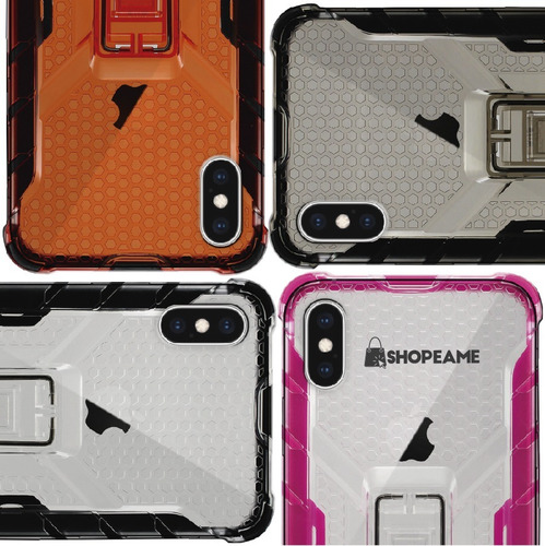 Imagen 2 de 9 de Funda iPhone XS Max Protector Uso Rudo Stand Transparente