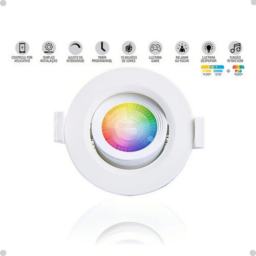 Lampada Spot Led Rgb Inteligente Dicroica Alexa Wifi Embutir