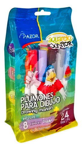 Plumones Para Dibujo Azor Aquarelo Junior Cont. 24 Piezas