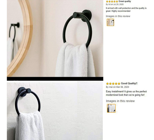 2pcs Porta Toallas Baño Toalla Anillo Negro Hardware De Baño
