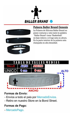 Pulsera De Silicona Baller Brand Hip Hop Rap Basket Dtoke 20 Cm