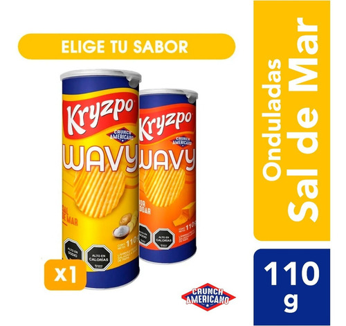 Papas Fritas Kryzpo Wavy Tarro De 110g - Elige Tu Sabor