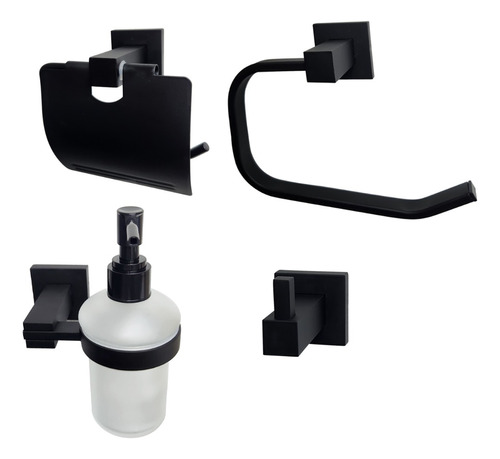 Juego Accesorios De Baño 4 Piezas De Lujo Premium Negro Mate